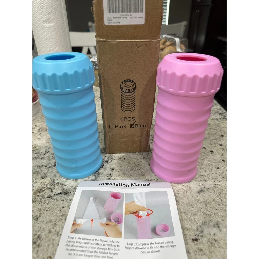 Unbranded Piping Bag Holder Dispenser Set 2pc‎ Pink Blue New Baking Tools
